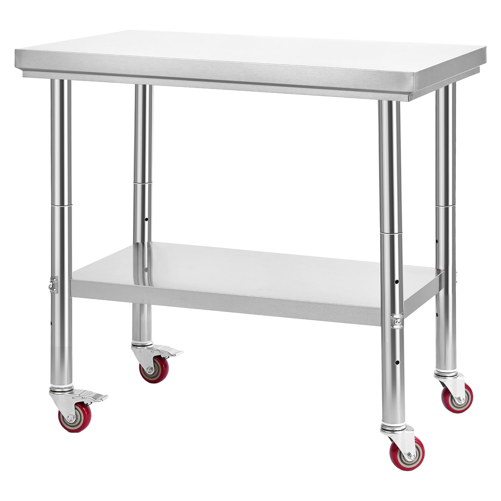 Stainless Steel Kitchen Work Table With Wheels And Undershelf_voghion.com